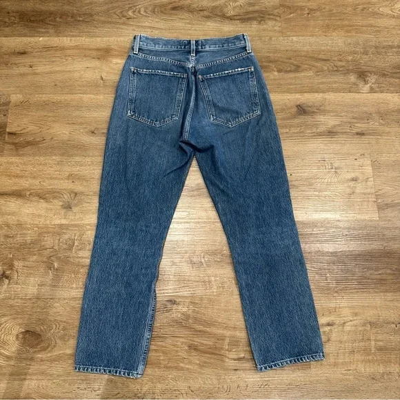 Agolde Riley High Rise Straight Crop Blue Vintage Wash‎ Air Blue Size 25 - Picture 6 of 10